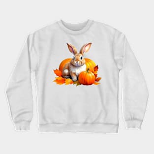 Rabbit and Halloween Pumpkin Crewneck Sweatshirt